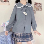 Πουκάμισα Γυναικεία Φθινοπωρινά Μονόστηθος Vintage Μόδα Συνονθύλευμα Κομψό κορδόνι με όλα τα ταιριαστά ιαπωνικό στυλ Υπέροχα απλά μαλακά ρούχα