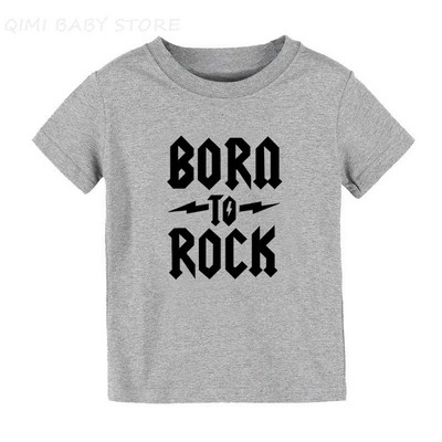 Born To Rock Kids Póló Fiúk Lányok Uniszex Babaruhák Menő divat Stílus Felsők Gyermek nyári rövid ujjú grafikus póló