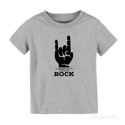 Born To Rock Kids Póló Fiúk Lányok Uniszex Babaruhák Menő divat Stílus Felsők Gyermek nyári rövid ujjú grafikus póló