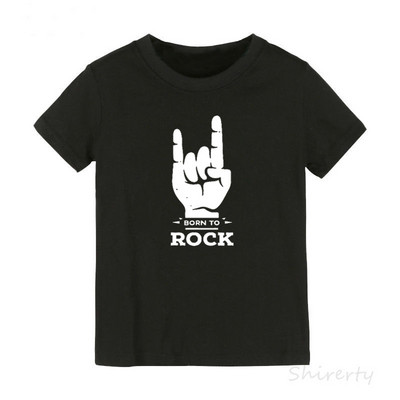 Born To Rock Kids Póló Fiúk Lányok Uniszex Babaruhák Menő divat Stílus Felsők Gyermek nyári rövid ujjú grafikus póló