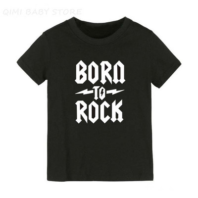 Born To Rock Kids Póló Fiúk Lányok Uniszex Babaruhák Menő divat Stílus Felsők Gyermek nyári rövid ujjú grafikus póló