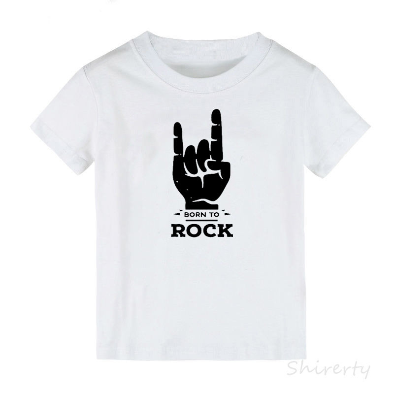 Born To Rock Kids Póló Fiúk Lányok Uniszex Babaruhák Menő divat Stílus Felsők Gyermek nyári rövid ujjú grafikus póló