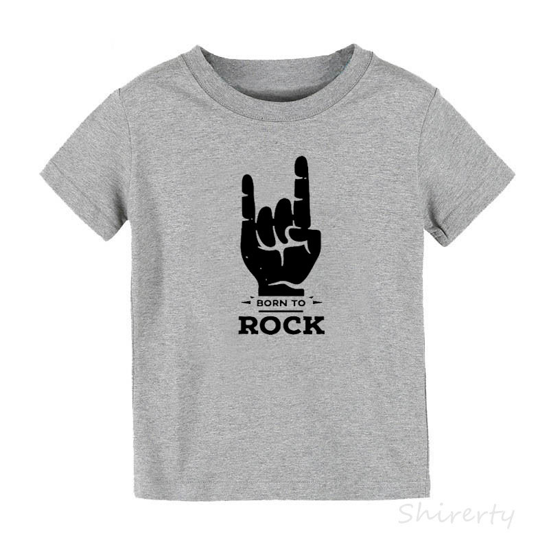 Born To Rock Kids Póló Fiúk Lányok Uniszex Babaruhák Menő divat Stílus Felsők Gyermek nyári rövid ujjú grafikus póló