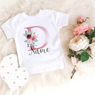 Personalizirana majica kratkih rukava za djevojčice prilagođeni inicijali s imenom Odjeća Dječja rođendanska zabava Majice kratkih rukava Dječja modna odjeća