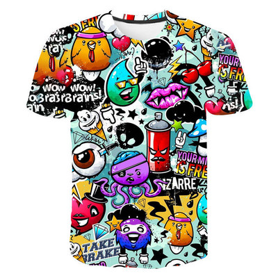 Μπλουζάκια Anime Grunge Graffiti τρισδιάστατη εκτύπωση Καλοκαιρινό μπλουζάκι Μόδα για παιδιά Casual αγόρια κορίτσια Kawaii Cartoons Στρογγυλή λαιμόκοψη Μπλουζάκια