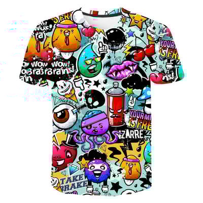 Μπλουζάκια Anime Grunge Graffiti τρισδιάστατη εκτύπωση Καλοκαιρινό μπλουζάκι Μόδα για παιδιά Casual αγόρια κορίτσια Kawaii Cartoons Στρογγυλή λαιμόκοψη Μπλουζάκια