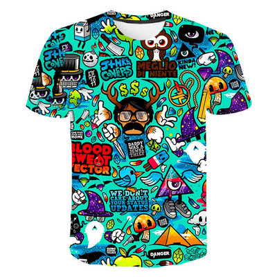 Μπλουζάκια Anime Grunge Graffiti τρισδιάστατη εκτύπωση Καλοκαιρινό μπλουζάκι Μόδα για παιδιά Casual αγόρια κορίτσια Kawaii Cartoons Στρογγυλή λαιμόκοψη Μπλουζάκια