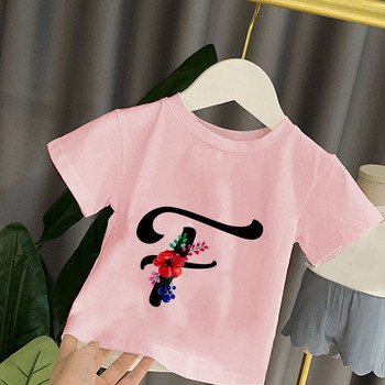 Детска тениска за момичета, летни горнища с надписи на растения, малки деца, тениски, дрехи, детски дрехи, анимационни тениски, ежедневни облекла с къс ръкав