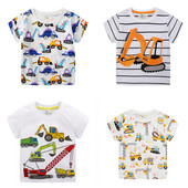 Παιδικά Παιδικά Casual Ρούχα Unisex Βρεφικό καλοκαιρινό μπλουζάκι Cartoon Excavator Μπλούζες με στάμπα μπλουζάκια βαμβακερά μπλουζάκια για κορίτσια Αγόρια