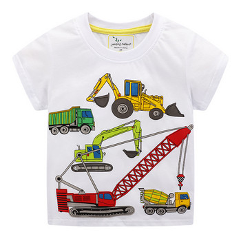 Παιδικά Παιδικά Casual Ρούχα Unisex Βρεφικό καλοκαιρινό μπλουζάκι Cartoon Excavator Μπλούζες με στάμπα μπλουζάκια βαμβακερά μπλουζάκια για κορίτσια Αγόρια