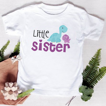 Big Sister Little Brother Παιδικό μπλουζάκι δεινοσαύρων για αγόρια Κορίτσι με ασορτί μπλουζάκια καλοκαιρινά μπλουζάκια Παιδικά ρούχα κοντά μανίκια