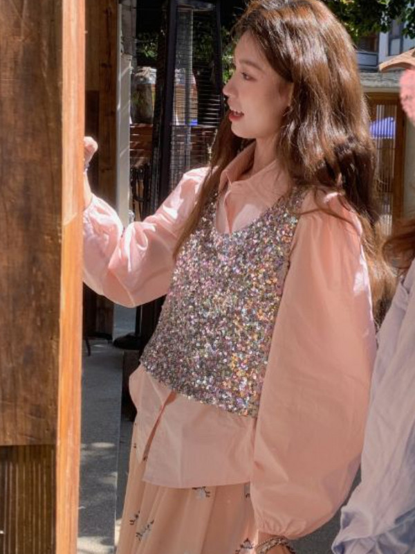 Košulja Ženska Proljetna Jednobojna Jednostavna Lanter rukava Elegantna Uredska Ženska Sve za sve Slatke Djevojke Estetska Popularna Slobodno vrijeme Ulzzang Ins