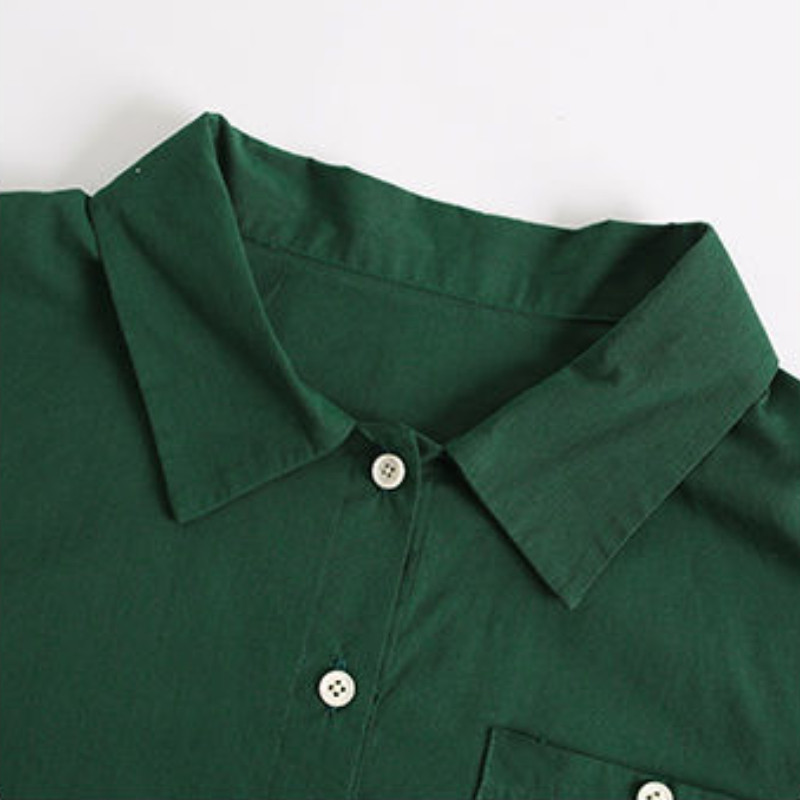Moteriški marškiniai trumpomis rankovėmis, solidžios kišenės Рубашки Mujer Retro Basic Streetwear Design Prašmatnus Ulzzang Ins Populiarus vasaros plonas koledžas