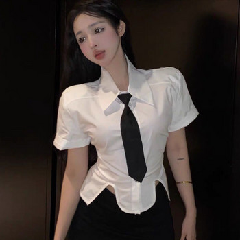 Ризи Дамски секси нередовни модни улични облекла в корейски стил Ежедневни женски, нови летни, очарователни, зрял темперамент, едноцветни, тънки