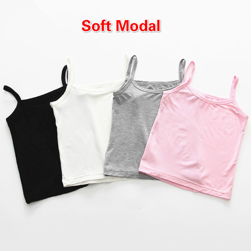 Nauji vasariniai vaikiški apatiniai Modaliniai mergaičių apatiniai marškinėliai grynos spalvos liemenė, vaikiški „Camisole Tee“ apatiniai marškinėliai 2–12 metų