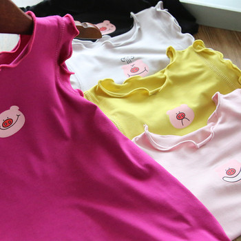 1-7 годишна плетена жилетка за момичета Лятна детска домашно облекло с тиранти Модна бебешка тениска от мека модална материя Сладко