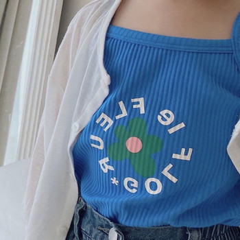 Κορίτσια Tank Top Παιδικό λουλούδι εσώρουχο μωρό αμάνικο γιλέκο 2022 Καλοκαιρινό casual μπλουζάκια Παιδικά εσώρουχα σε κορεατικό στυλ