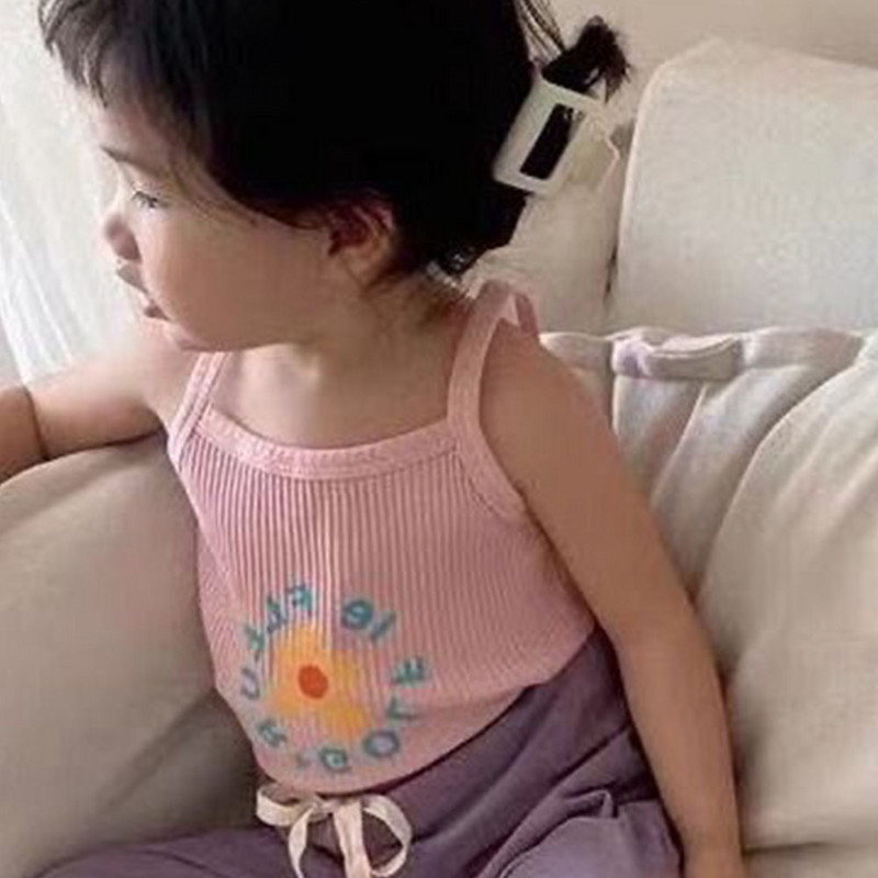 Tüdrukutele mõeldud lilledega alussärk, varrukateta vest, 2022. aasta suvine camisole tops, Korea stiilis aluspesu