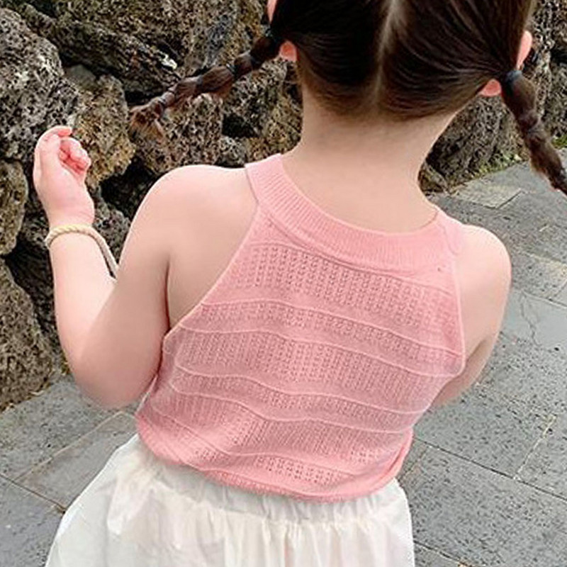 Βρεφικά κοριτσάκια Ζαρτιέρες Tank Top 2022 Καλοκαιρινό αμάνικο μασίφ γιλέκο Λεπτό μπουστάκι με κούφια καμίζα Παιδικά καθημερινά ρούχα