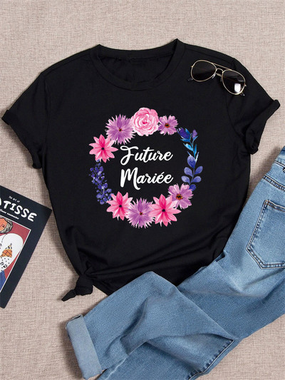 Dámske tričká s krátkym rukávom, letné dámske tričko s grafickým vzorom a nápisom "Tým nevesty, rozlúčka so slobodou", pre ženy