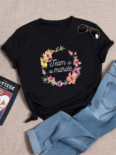 Dámske tričká s krátkym rukávom, letné dámske tričko s grafickým vzorom a nápisom "Tým nevesty, rozlúčka so slobodou", pre ženy