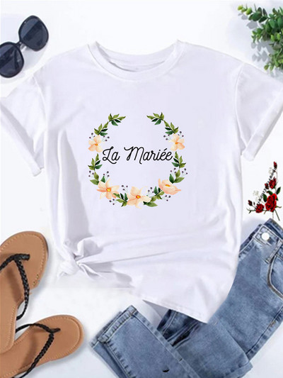 Dámske tričká s krátkym rukávom, letné dámske tričko s grafickým vzorom a nápisom "Tým nevesty, rozlúčka so slobodou", pre ženy