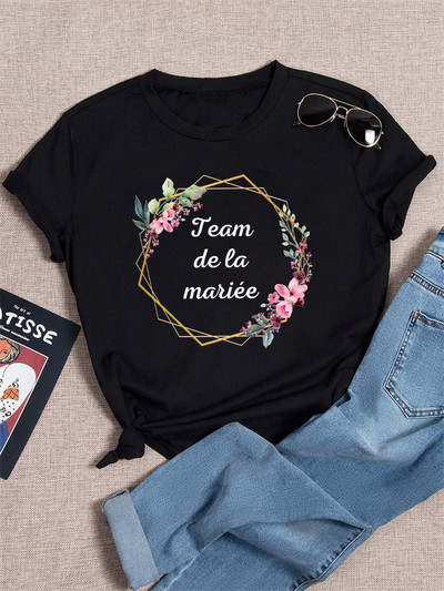 Dámske tričká s krátkym rukávom, letné dámske tričko s grafickým vzorom a nápisom "Tým nevesty, rozlúčka so slobodou", pre ženy