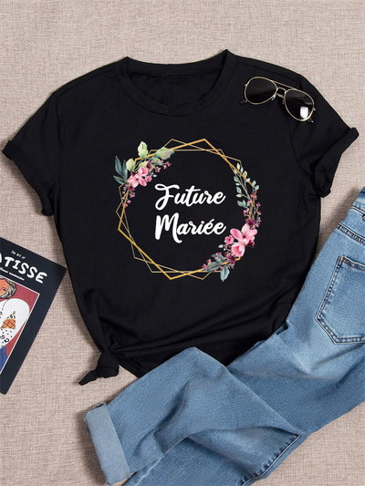 Dámske tričká s krátkym rukávom, letné dámske tričko s grafickým vzorom a nápisom "Tým nevesty, rozlúčka so slobodou", pre ženy