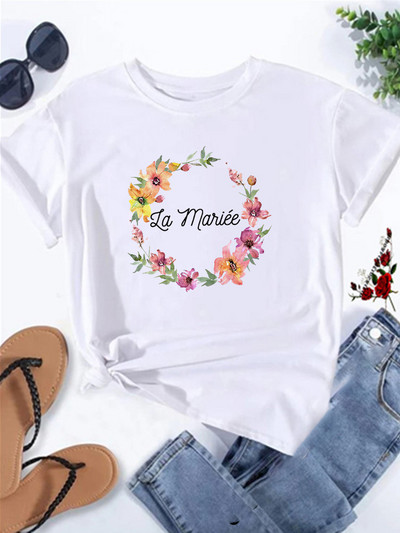 Dámske tričká s krátkym rukávom, letné dámske tričko s grafickým vzorom a nápisom "Tým nevesty, rozlúčka so slobodou", pre ženy