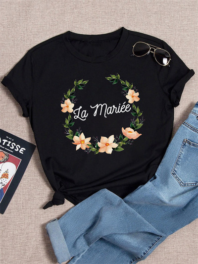 Dámske tričká s krátkym rukávom, letné dámske tričko s grafickým vzorom a nápisom "Tým nevesty, rozlúčka so slobodou", pre ženy