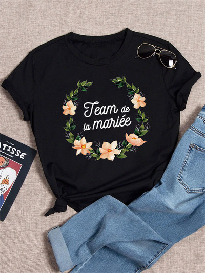 Dámske tričká s krátkym rukávom, letné dámske tričko s grafickým vzorom a nápisom "Tým nevesty, rozlúčka so slobodou", pre ženy