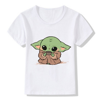 Star Wars Yoda Disney Детски дрехи Тениски Тениски за малки деца Детски анимационни филми Kawaii Модни горнища Облекла за момчета и момичета Тениска