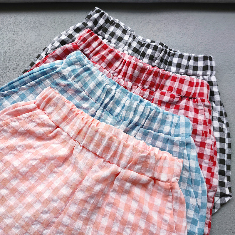 Sweet Girls Kockás rövidnadrág Nyári koreai fiú lány lány pamut hasított rövid nadrág Alkalmi divatos gyerekek meleg nadrágok gyerekruhák
