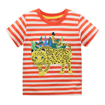 Jumping Meters Παιδικά καλοκαιρινά μπλουζάκια με στάμπα ελέφαντα Βαμβακερά κοντομάνικα μπλουζάκια για αγόρια Ρίγες κοριτσίστικες μπλούζες για νήπια