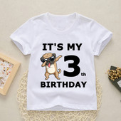 Baby Happy Birthday Number 1-10 Letter Print Shirt Момичета Момчета Кучета Забавна тениска Дрехи Летни сладки къси ръкави, YKP021
