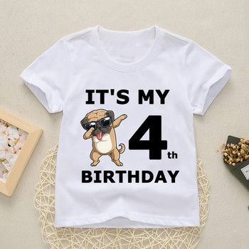 Baby Happy Birthday Number 1-10 Letter Print Shirt Момичета Момчета Кучета Забавна тениска Дрехи Летни сладки къси ръкави, YKP021
