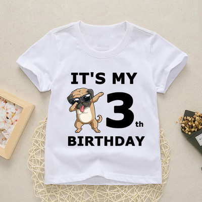 Baby Happy Birthday Number 1-10 Letter Print Shirt Момичета Момчета Кучета Забавна тениска Дрехи Летни сладки къси ръкави, YKP021