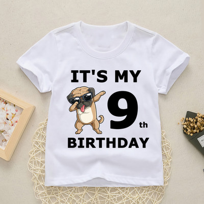 Baby Happy Birthday Number 1-10 Letter Print Shirt Момичета Момчета Кучета Забавна тениска Дрехи Летни сладки къси ръкави, YKP021