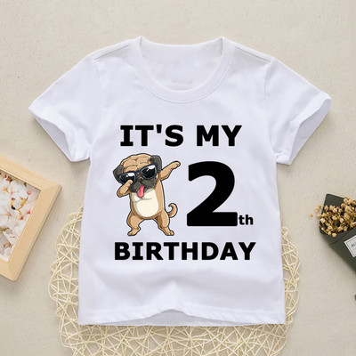 Baby Happy Birthday Number 1-10 Letter Print Shirt Момичета Момчета Кучета Забавна тениска Дрехи Летни сладки къси ръкави, YKP021