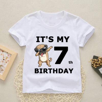 Baby Happy Birthday Number 1-10 Letter Print Shirt Момичета Момчета Кучета Забавна тениска Дрехи Летни сладки къси ръкави, YKP021