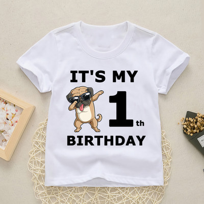 Baby Happy Birthday Number 1-10 Letter Print Shirt Момичета Момчета Кучета Забавна тениска Дрехи Летни сладки къси ръкави, YKP021