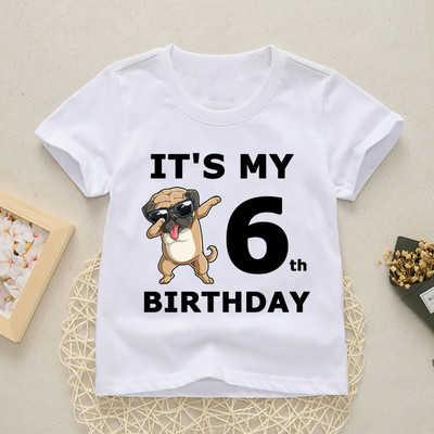 Baby Happy Birthday Number 1-10 Letter Print Shirt Момичета Момчета Кучета Забавна тениска Дрехи Летни сладки къси ръкави, YKP021