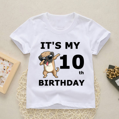Baby Happy Birthday Number 1-10 Letter Print Shirt Момичета Момчета Кучета Забавна тениска Дрехи Летни сладки къси ръкави, YKP021