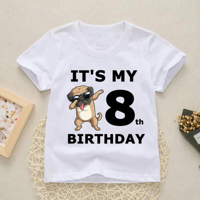 Baby Happy Birthday Number 1-10 Letter Print Shirt Момичета Момчета Кучета Забавна тениска Дрехи Летни сладки къси ръкави, YKP021
