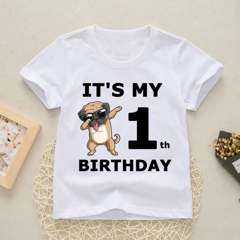 Baby Happy Birthday Αριθμός 1-10 Επιστολή εκτύπωσης Μπλουζάκι Κορίτσια Αγόρια Σκυλιά Αστεία μπλουζάκια Ρούχα Καλοκαιρινό χαριτωμένο κοντομάνικο,YKP021