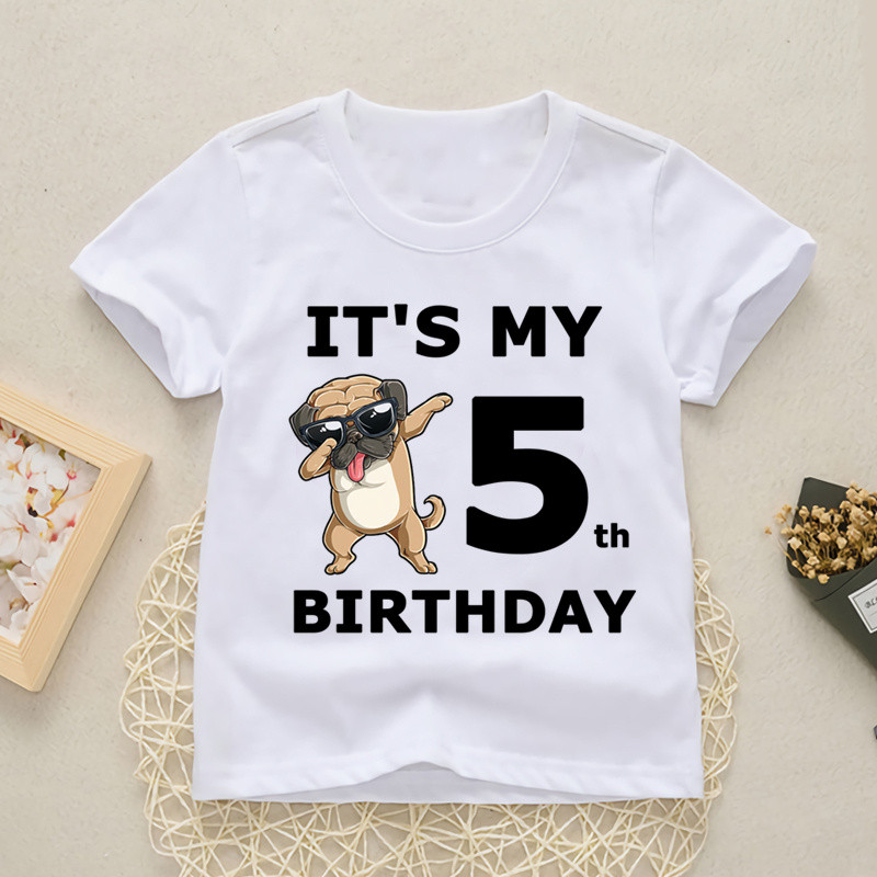 Baby Happy Birthday Αριθμός 1-10 Επιστολή εκτύπωσης Μπλουζάκι Κορίτσια Αγόρια Σκυλιά Αστεία μπλουζάκια Ρούχα Καλοκαιρινό χαριτωμένο κοντομάνικο,YKP021