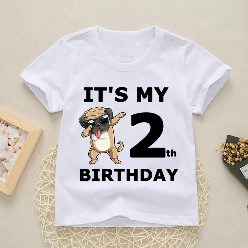 Baby Happy Birthday Αριθμός 1-10 Επιστολή εκτύπωσης Μπλουζάκι Κορίτσια Αγόρια Σκυλιά Αστεία μπλουζάκια Ρούχα Καλοκαιρινό χαριτωμένο κοντομάνικο,YKP021