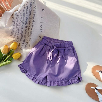 Ljetne kratke hlače za djevojčice 2023. Jednobojne kratke hlače s volanima Ležerna dječja odjeća 90-140 cm
