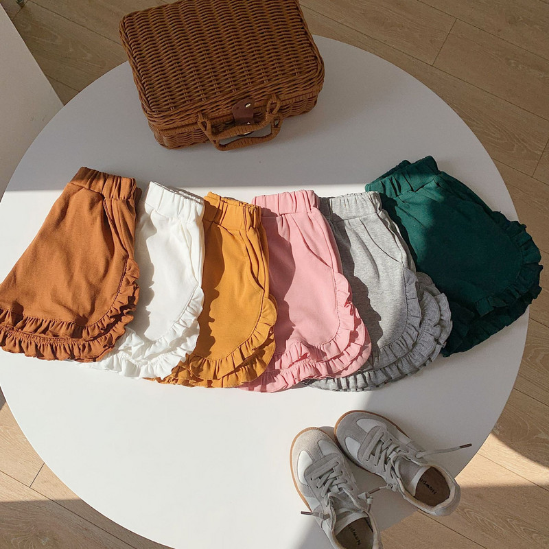 Ljetne kratke hlače za djevojčice 2023. Jednobojne kratke hlače s volanima Ležerna dječja odjeća 90-140 cm