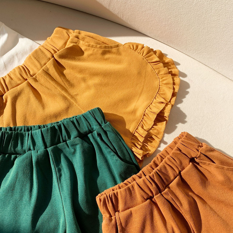 Ljetne kratke hlače za djevojčice 2023. Jednobojne kratke hlače s volanima Ležerna dječja odjeća 90-140 cm